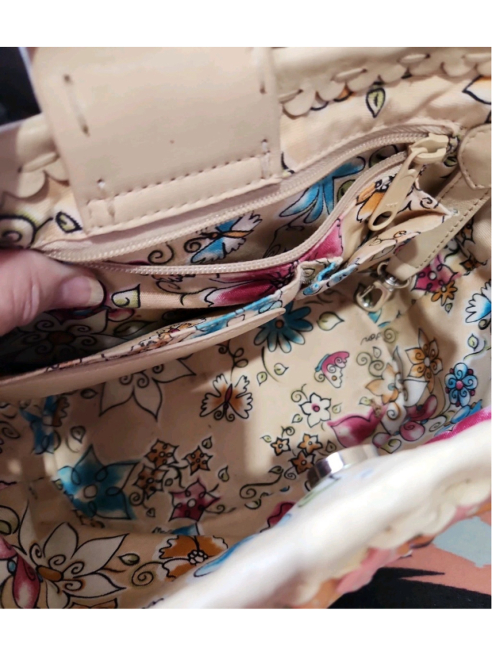Y2K Brighton Woven Straw & Leather Flowers Boho Bucket Bag, EUC - Picture 7 of 16